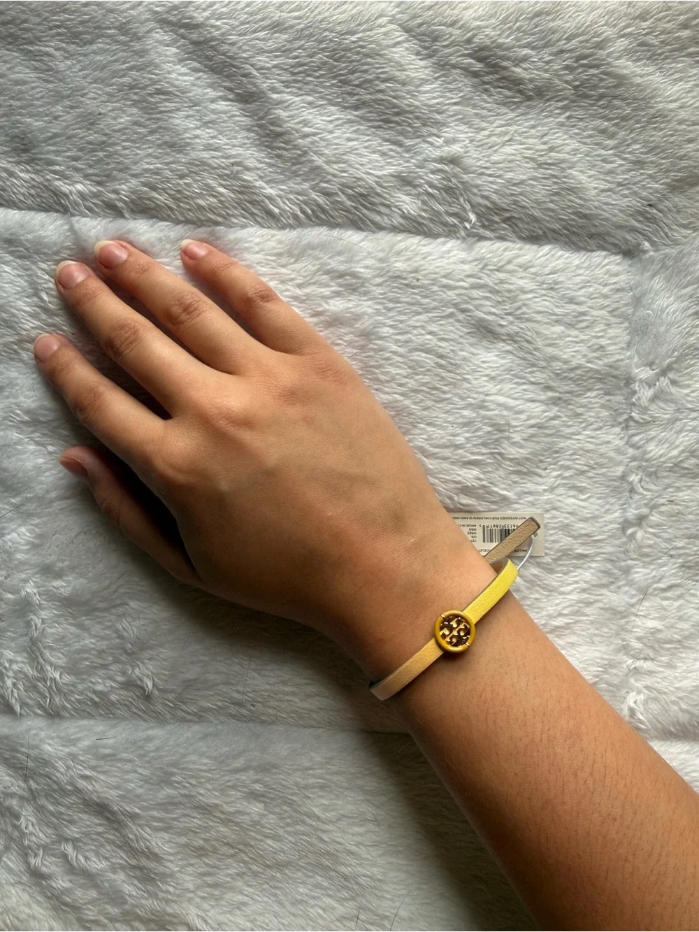 Tory Burch Degrade Yellow Pink Logo Leather Bracelet